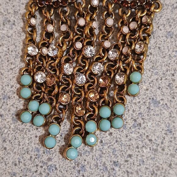 🩷PLUNDER Pineapple Women's Rhinestone and Truquoise Beaded Necklace 31 1/2" - Picture 6 of 6